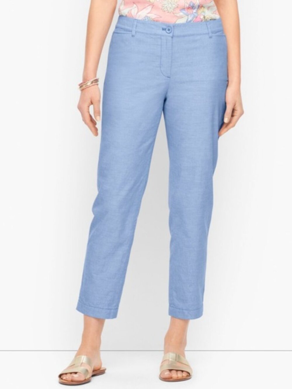 Talbots The Perfect Crop Pants Blue Sz 12P 100% Cotton Coastal Grandma Tailored‎